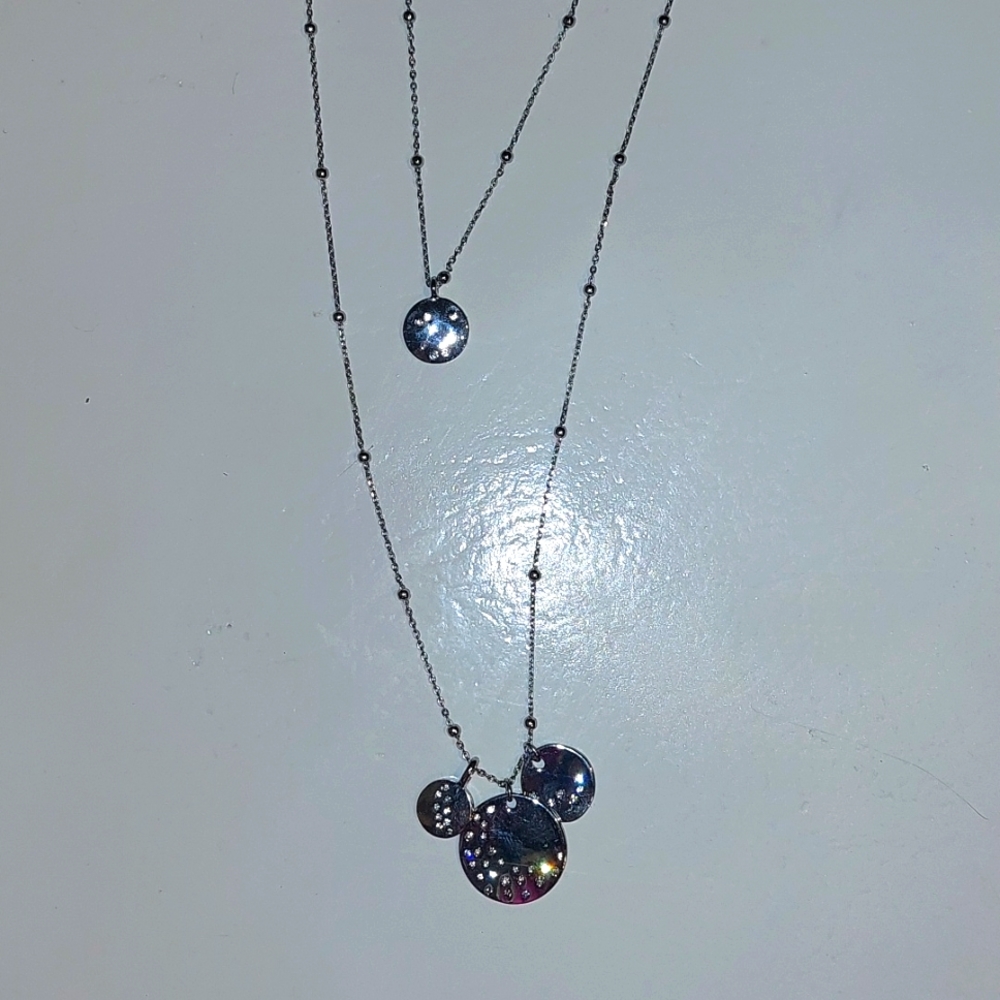 Ann Taylor Loft Outlet Women's silver necklace,  pendants with inlaid crystals